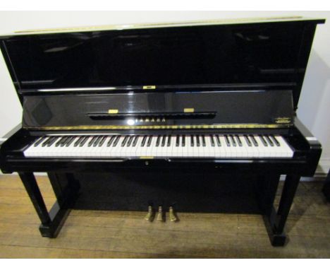 Yamaha No (c1994)A Model U1 upright piano in a bright ebonised case.