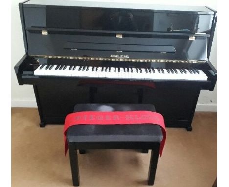 Rieger Kloss (c1998) A Model 109 Attractive modern style upright piano in a bright ebonised case;  together with a matching s