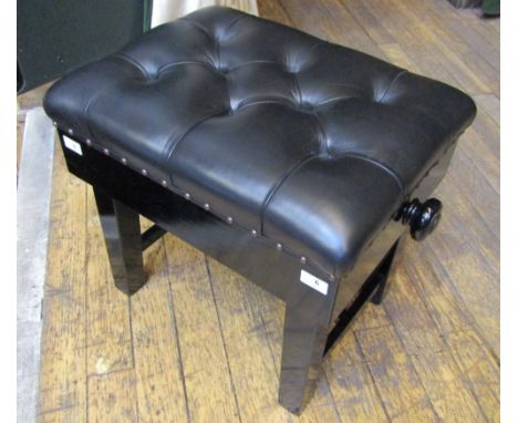 Piano StoolA concert adjustable stool in an ebonised finish with a button leather top.