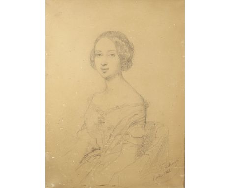 FEDERICO DE MADRAZO Y KUNTZ (Rome, 1815 - Madrid, 1894)."Portrait of a Lady, 1842.Pencil on paper.Signed and dated in the low