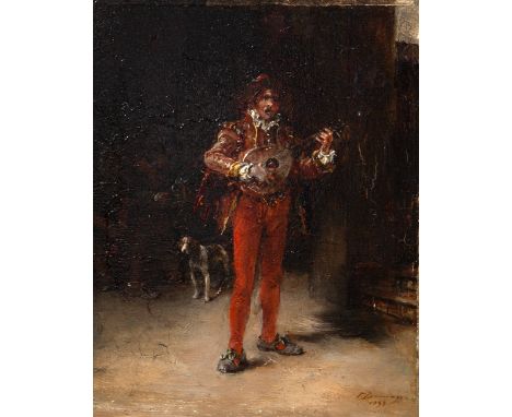 FRANCISCO DOMINGO MARQUÉS (Valencia, 1842 - Madrid, 1920)."Musician".Oil on panel.Signed and dated in the lower right corner.