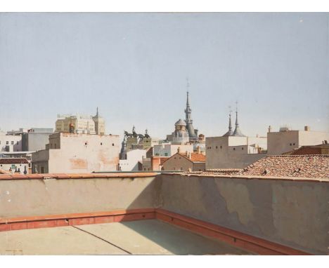 GERARDO PITA (Madrid, 1950)."Landscape of Madrid".Oil on canvas.Enclosed certificate of authenticity issued by the artist.Mea