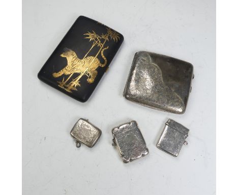 An Edwardian silver Vesta Case, by&nbsp;Thomas &amp; Marshall, hallmarked Birmingham, 1907, with foliate engraved decoration,