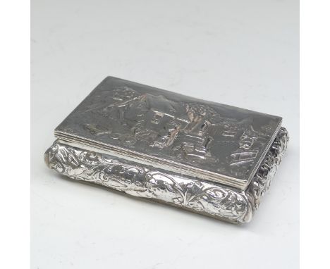 A late 19thC Continental silver table Snuff Box, with Chester import marks for 1906, of bombe form, decorated in the Dutch st