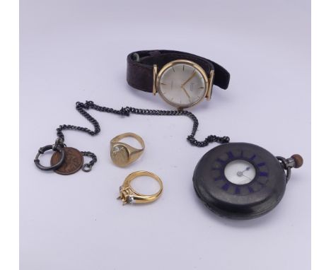 A vintage 9ct gold Accurist Wristwatch, with 21-jewels movement, 32mm diameter,&nbsp;not running,&nbsp;together with&nbsp;a s