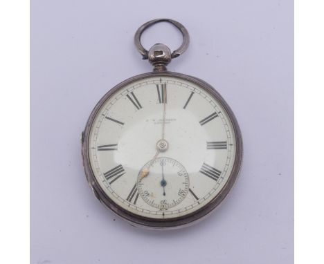 A Victorian silver J.W Benson Pocket Watch, hallmarked London 1882, signed white enamel dial with Roman numerals and subsidia