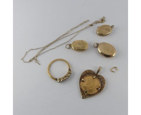 An Elizabeth II Isle of Man 1/20oz Angel gold Coin, dated 1987, in 9ct gold heart shaped pendant mount, 3.5g, together with a