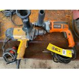 LOT OF ELECTRIC DRILLS: Ridgid & Dewalt