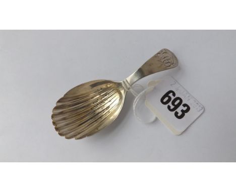 Exeter caddy spoon with shell bowl by WW    