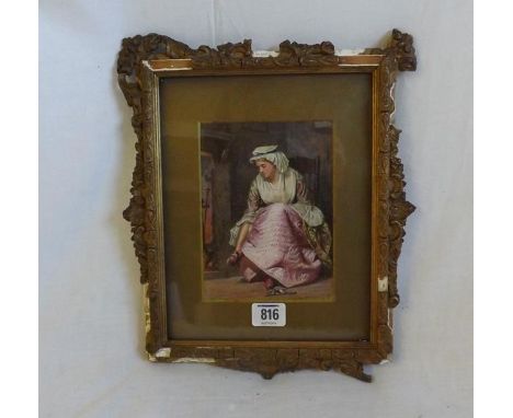 E. Radford. Lady seated by fire 6.5“x5“, signed   