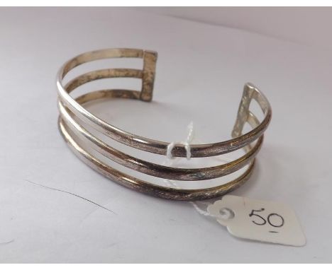 Stylish wide silver bangle 27g     