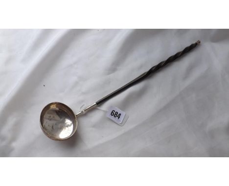 Georgian toddy ladle with whalebone twisted handle  13" long         