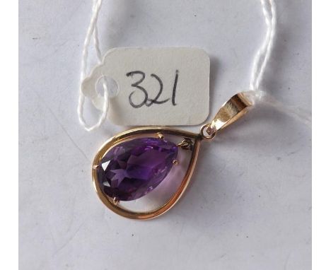 18ct gold amethyst drop pendant     