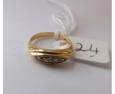 18ct gold boat shaped diamond ring approx size J 4.7g  