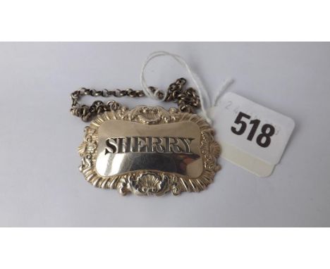 Bottle ticket for Sherry with shell gadrooned border  Lon 1827 by WE        