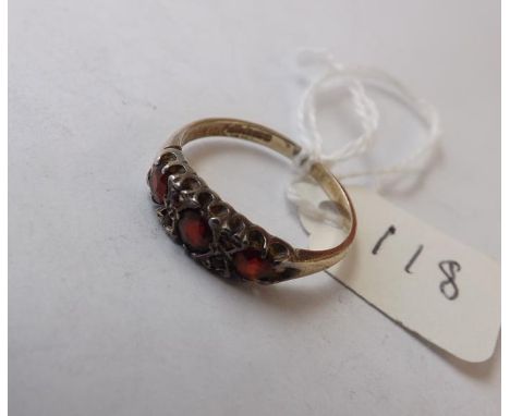 Antique silver garnet ring approx size N    