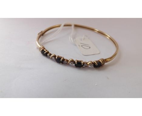 9ct sapphire and diamond set bangle 5g inc    