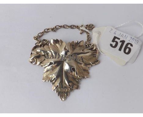 Georgian leaf shaped bottle ticket for Madeira Lon 1832  by CR &amp; JS        