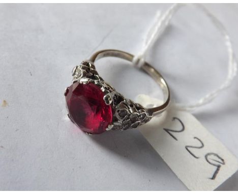 Large 9ct red &amp; white stone dress ring  approx size O        