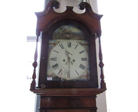 An early 19th century eight day longcase clock in a mahogany cross banded oak case