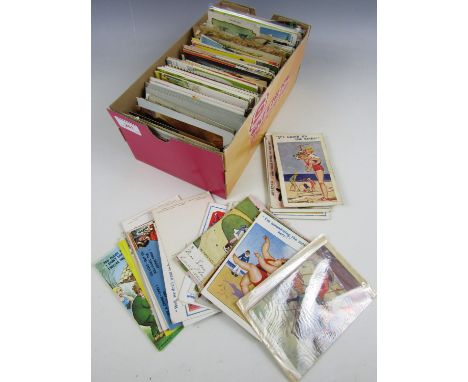 A quantity of vintage postcards including humorous, sentimental and risque
