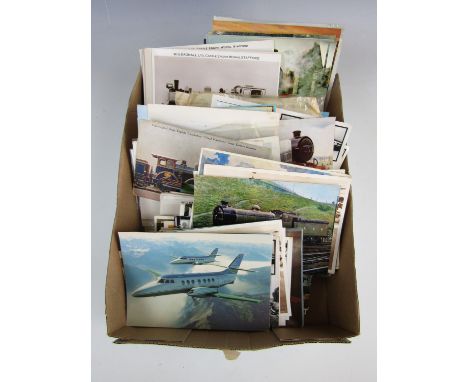 A quantity of vintage postcards including aeroplanes and railways etc