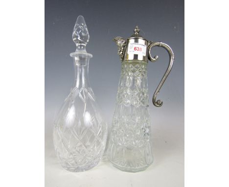 An electroplate claret jug together with a crystal decanter