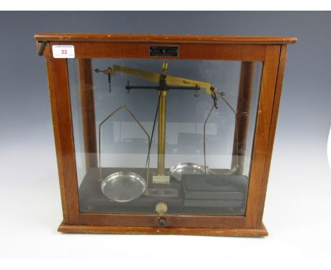Cased Griffin and Tatlock beam scales with weights