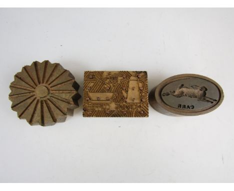 Three vintage embossing dies, one entitled 'Morning Coffee' 