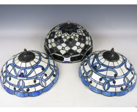 Three various leaded glass lamp shades