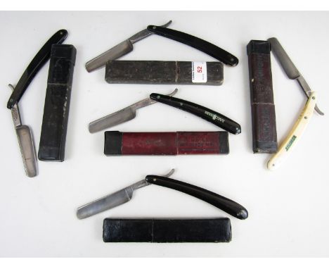 Five vintage cut-throat razors
