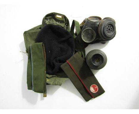 A Second World War British army lightweight respirator etc