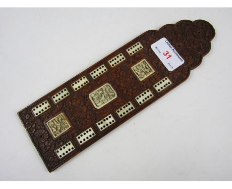 A late 19th / early 20th Century Chinese ivory and hardwood cribbage board