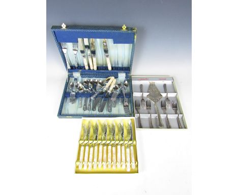 Three cased sets of vintage cutlery including fish eaters etc