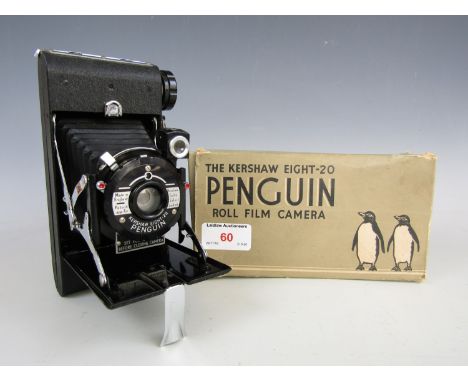 A boxed Kershaw Eight-20 Penguin roll film camera