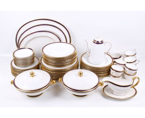 A large Spode KIngsbridge Cobalt tea, dinner and table service #Y5783. Including two round tureens and covers, tea cups and s