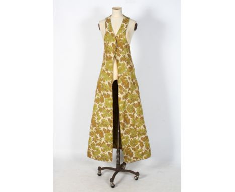 A ladies vintage 1970s Biba full length maxi waistcoat. No fastenings constructed of 'tapestry' style fabric with floral deco