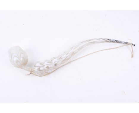 A Victorian Nailsea glass white striped bubble pipe. L51cm