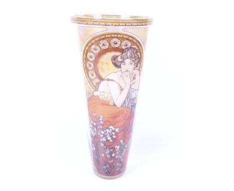 Goebel Artis Oris 'Mucha' Topaz glass vase, dated 2005. H40cm