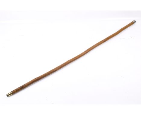 A hallmarked silver topped walking stick. 97cm long