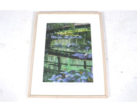 Bredan Neiland (1941) silkscreen print, 'Giverney Sunset'. Signed limited edition, lower right, no. 19/120. Framed and glazed