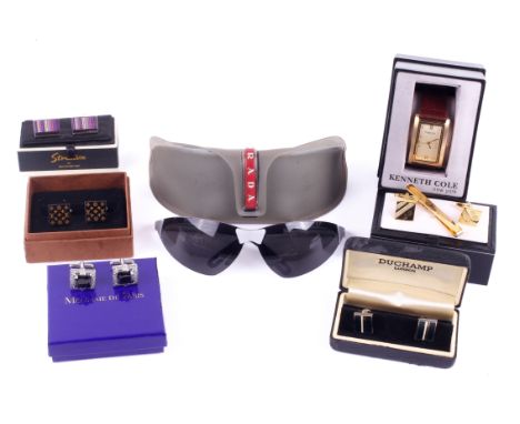 A selection of gentleman's designer accessories. Comprising five pairs of designer cufflinks. Including a boxed pair of Louis