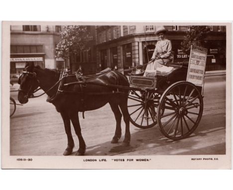 Postcard, London Life, Rotary London Life card 10513, no 30, Votes for Women showing poster 'Suffragettes Everywhere' (vg) (1