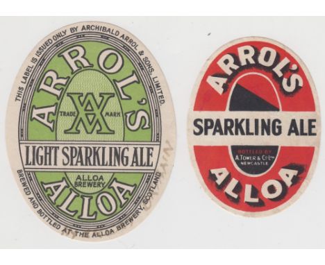 Beer labels, Arrol's, Alloa, Scotland, vo's, Light Sparkling Ale (this may have been an original proof label as wording writt