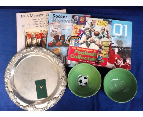 Football, selection of items inc. Reading FC silver plate salver presented to Courage for their sponsorship at the Reading v.