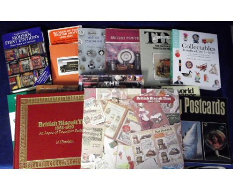 Collectors' Books, 13 collectors books &amp; booklets inc. British Biscuit Tins 1868-1939 by M J Franklin, complete with orig