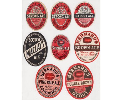 Beer labels, Bernard's, Edinburgh , vo's (4) , Strong Ale, Brown Ale, Double Brown &amp; Fine Pale Ale &amp; Maclay's, Thistl