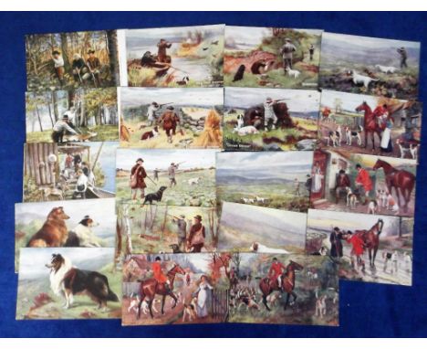 Postcards, Hunting, Shooting &amp; Rural Life, a collection of 19 cards all published by R Tuck inc. 'With Gun &amp; Dog' Ser