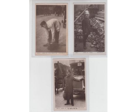 Postcards, London Life, 5 RP's from Rotary Series 10503, no 1, The Fireman, no 3, Street Orderly Boy, no 6, Pavement Artists,