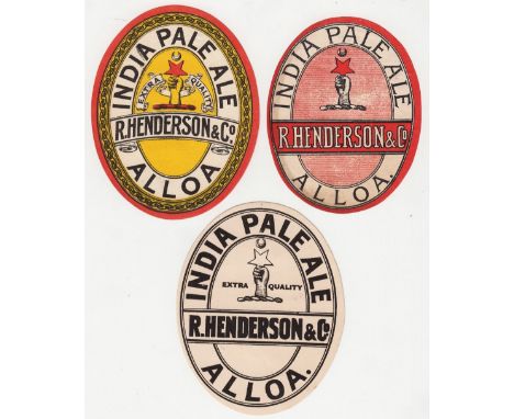 Beer labels, R Henderson &amp; Co, Alloa, vo's, 3 different India Pale Ale labels (gd) (3)